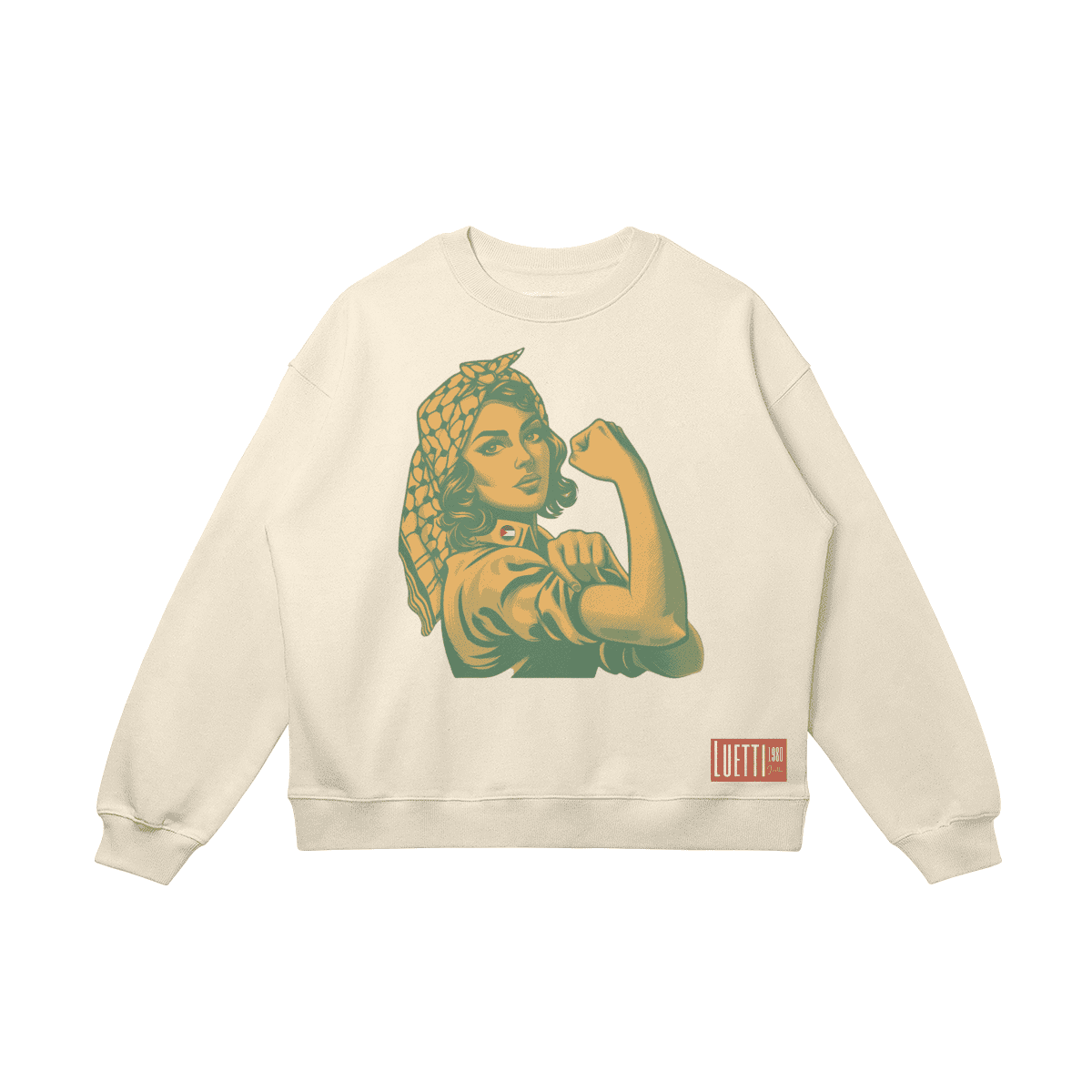 Strong Woman With Keffiyeh Drop Shoulders Sweatshirt