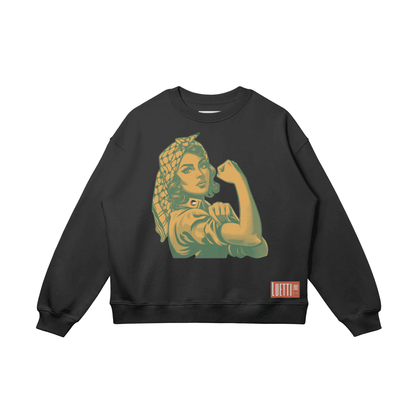 Strong Woman With Keffiyeh Drop Shoulders Sweatshirt