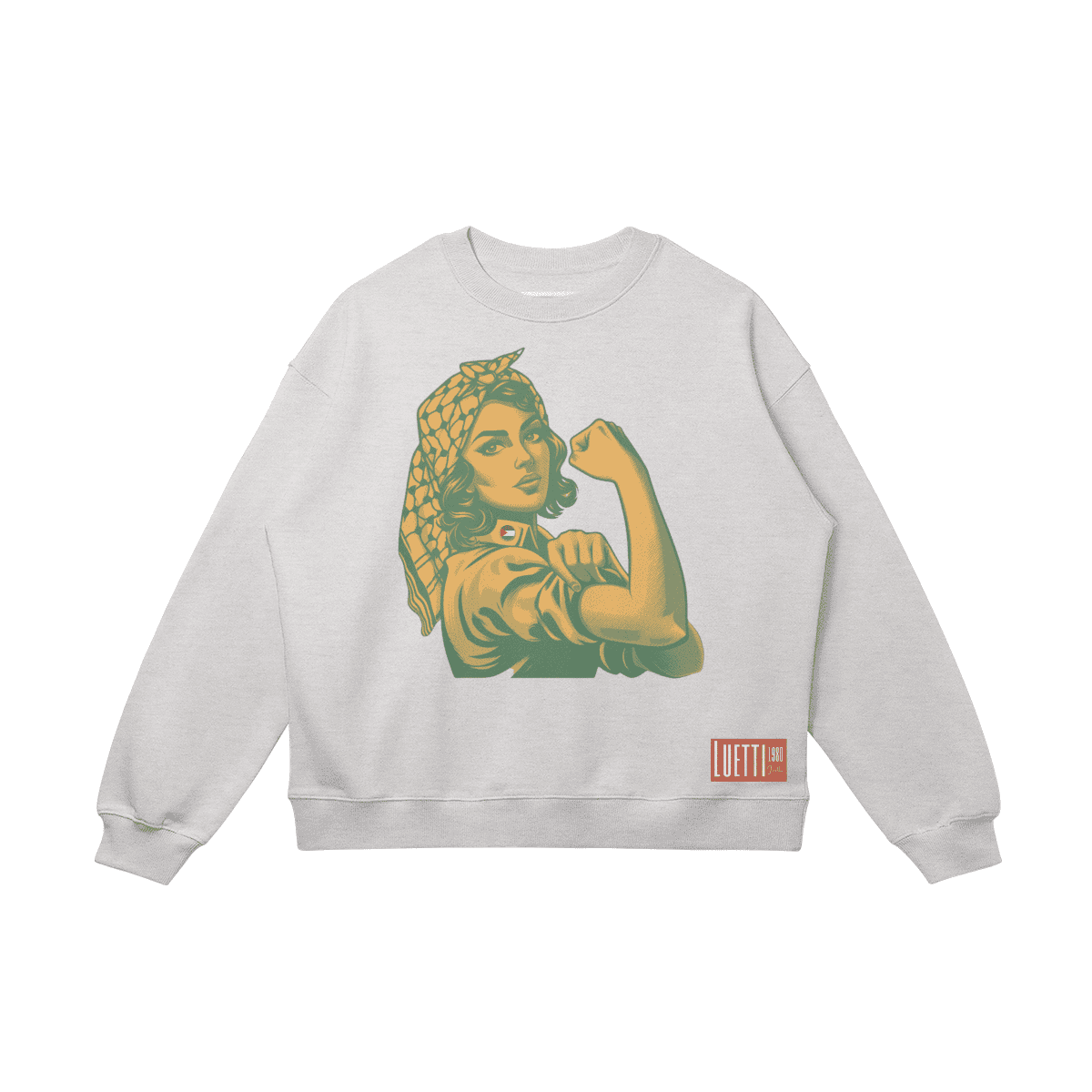 Strong Woman With Keffiyeh Drop Shoulders Sweatshirt