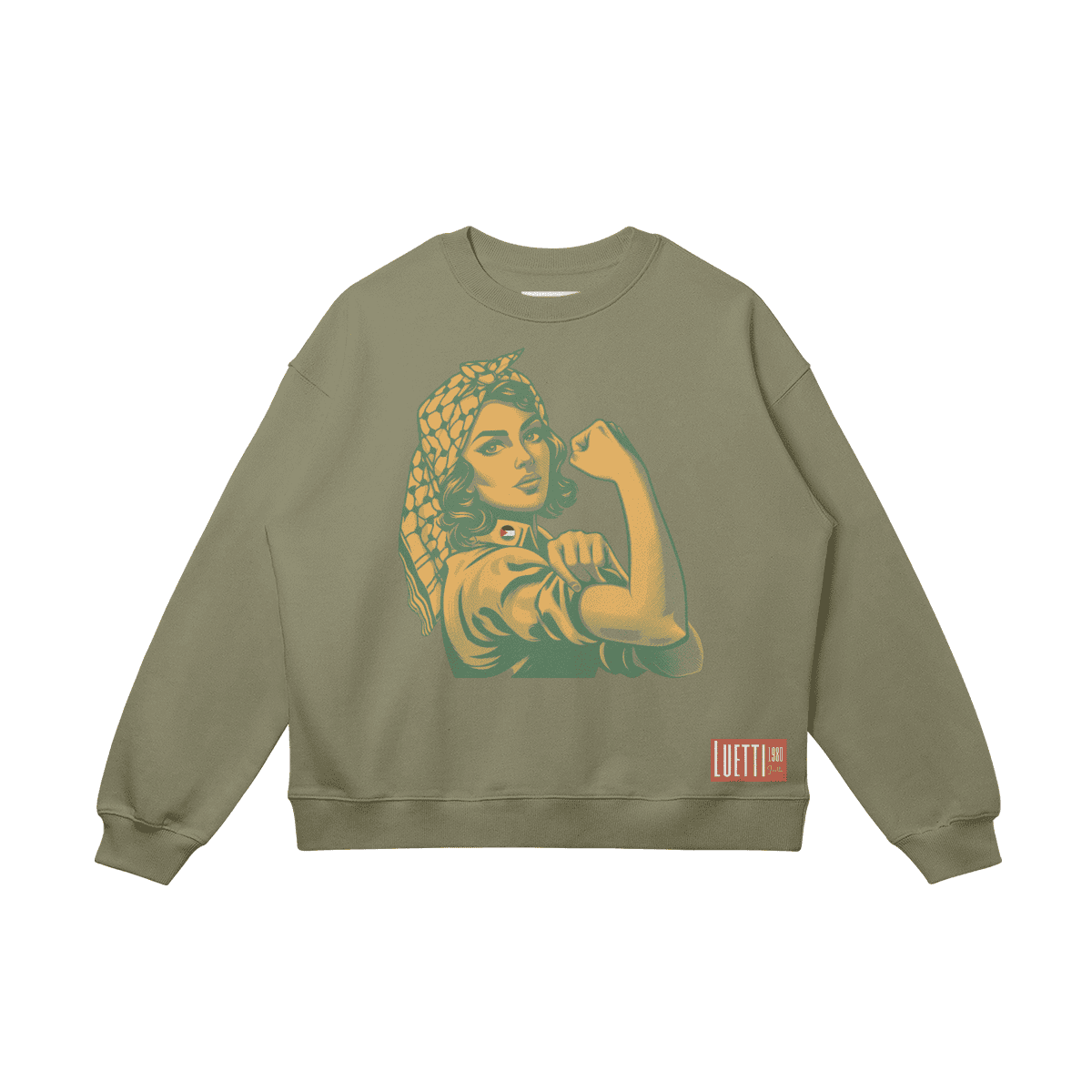 Strong Woman With Keffiyeh Drop Shoulders Sweatshirt