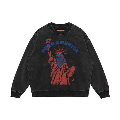 Free America Premium Quality Washed Oversized Sweatshirt