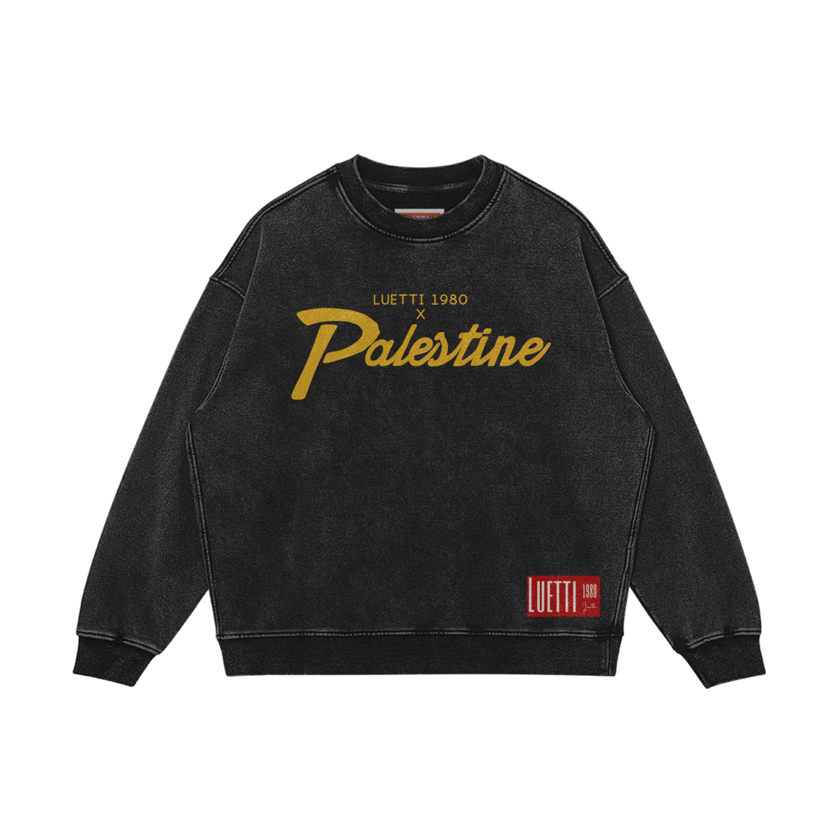 Luetti 1980 Palestine Retro 90's Script Washed Oversized Sweatshirt